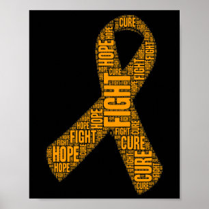 Leukaemia Awareness Orange Fight Hope Cure Ribbon Poster