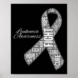 Leukaemia Awareness Orange Ribbon Fight Hope Cure Poster
