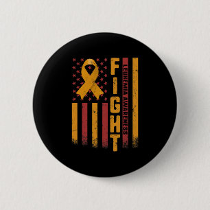 Leukaemia Awareness Orange Ribbon Usa Flag Warrior 6 Cm Round Badge