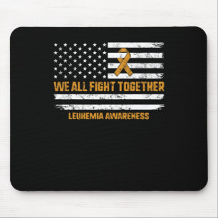 Leukaemia Awareness Orange Ribbon Usa Flag Warrior Mouse Pad