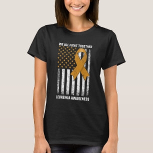 Leukaemia Awareness Orange Ribbon Usa Flag Warrior T-Shirt