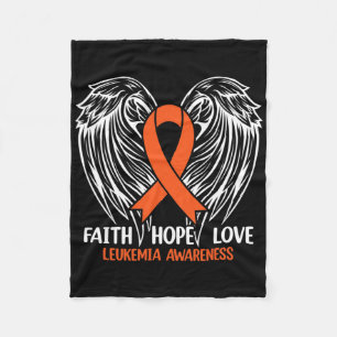 Leukaemia Awareness Orange Survivor Ribbon Men Wom Fleece Blanket