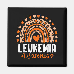 Leukaemia Awareness Rainbow Leopard Ribbon Orange Magnet