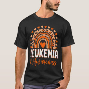 Leukaemia Awareness Rainbow Leopard Ribbon Orange T-Shirt