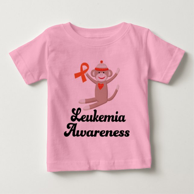 Leukaemia Awareness Sock Monkey Baby T-Shirt (Front)