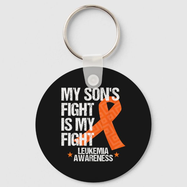 Leukaemia Awareness  Son Fight Orange Ribbon Gift  Key Ring (Front)
