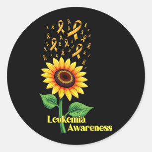 Leukaemia Awareness Sunflower Classic Round Sticker