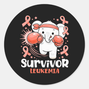 Leukaemia Awareness Survivor Cute Boxing Elephant Classic Round Sticker