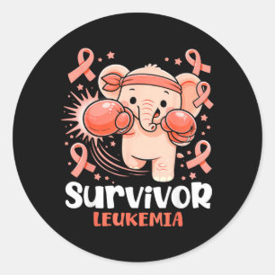 Leukaemia Awareness Survivor Elephant Cute Boxing Classic Round Sticker