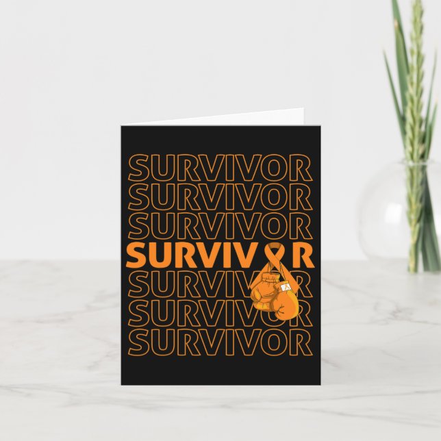 Leukaemia Awareness Survivor Orange Ribbon Boxing  Card (Front)