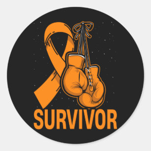 Leukaemia Awareness Survivor Orange Ribbon Boxing Classic Round Sticker