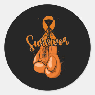 Leukaemia Awareness Survivor Orange Ribbon Boxing  Classic Round Sticker