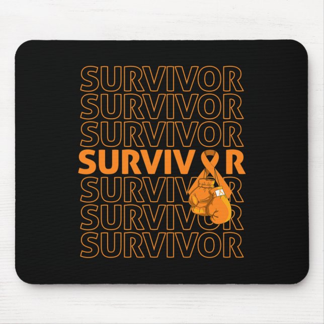 Leukaemia Awareness Survivor Orange Ribbon Boxing  Mouse Pad (Front)