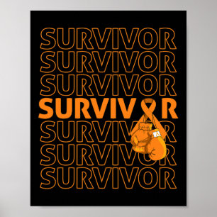 Leukaemia Awareness Survivor Orange Ribbon Boxing  Poster