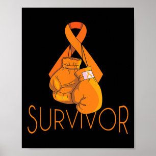 Leukaemia Awareness Survivor Orange Ribbon Boxing Poster