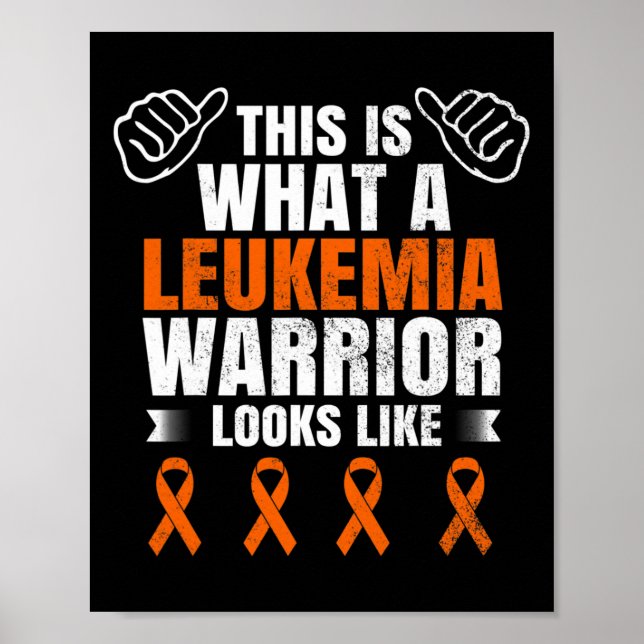 Leukaemia Awareness Survivor Warrior Ribbon Recove Poster (Front)