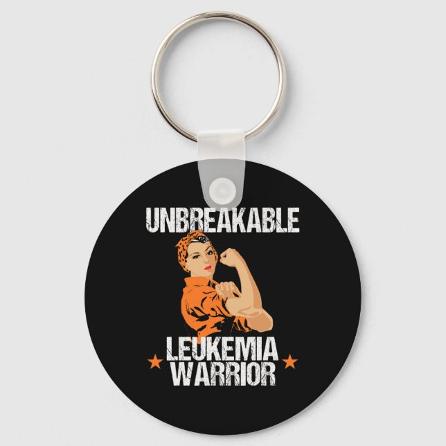 Leukaemia Awareness  Unbreakable Warrior Orange Ri Key Ring (Front)