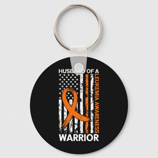 Leukaemia Awareness USA US American Flag For Husba Key Ring (Front)