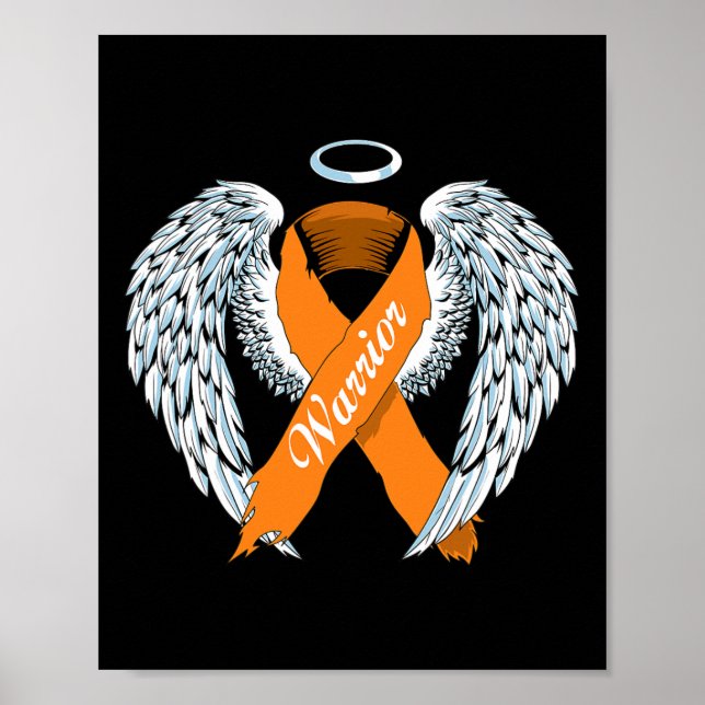 Leukaemia Awareness Warrior Orange Ribbon and Ange Poster (Front)