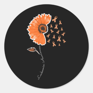 Leukaemia Awareness Warrior Orange Ribbon Sunflowe Classic Round Sticker