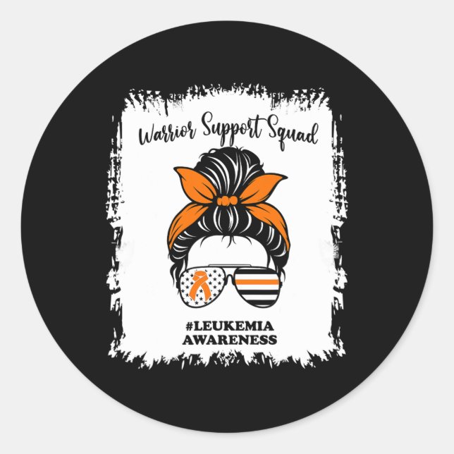 Leukaemia Awareness Warrior Support Squad Messy Bu Classic Round Sticker (Front)