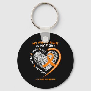 Leukaemia Awareness Wife Husnd Men's Leukaemia Key Ring