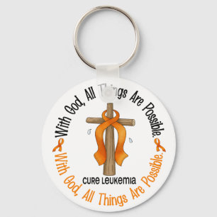 Leukaemia Awareness WITH GOD CROSS Key Ring