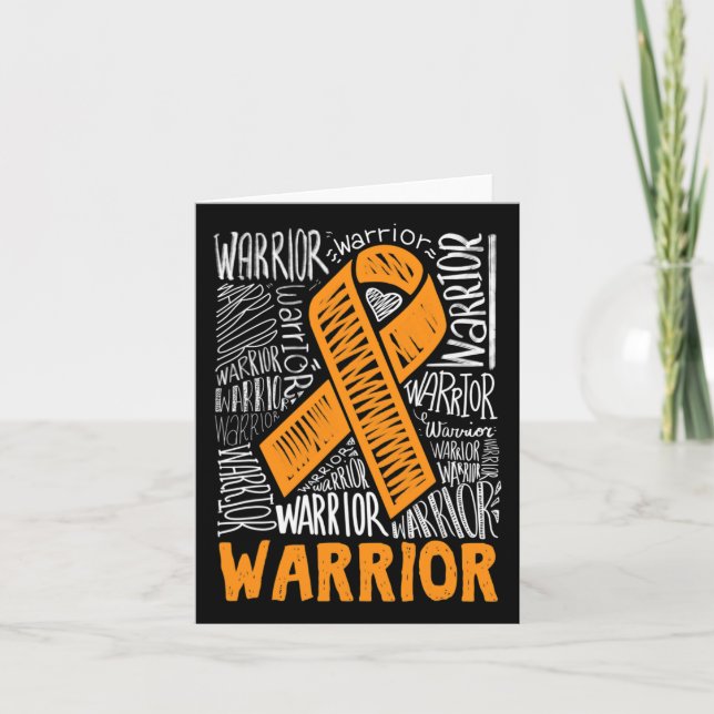 Leukaemia Blood Cancer Warrior Orange Ribbon Aware Card (Front)