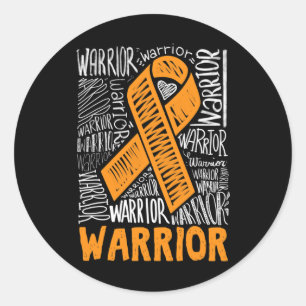 Leukaemia Blood Cancer Warrior Orange Ribbon Aware Classic Round Sticker