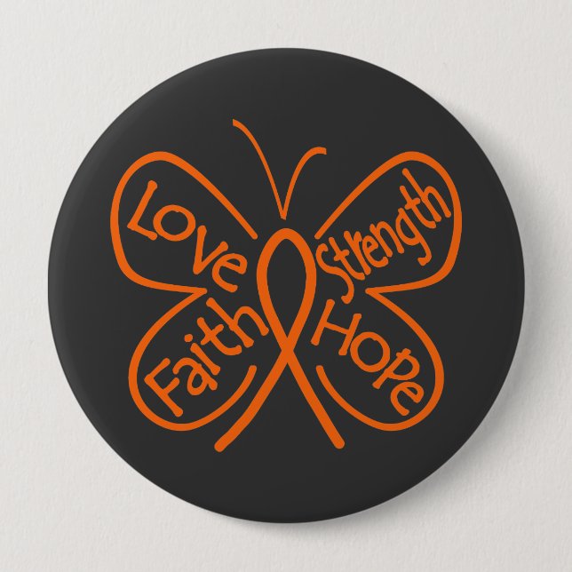 Leukaemia Butterfly Inspiring Words 10 Cm Round Badge (Front)