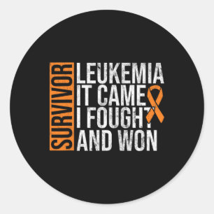 Leukaemia Came Fought Won Leukaemia Awareness Canc Classic Round Sticker