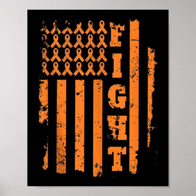 Leukaemia Cancer Awareness  Leukaemia Orange Ribbo Poster (Front)