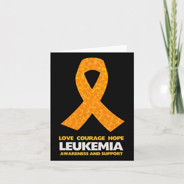 Leukaemia Cancer Awareness Orange Ribbon  Card (Front)