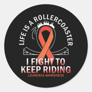 Leukaemia cancer awareness orange ribbon classic round sticker