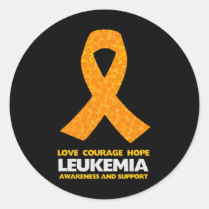 Leukaemia Cancer Awareness Orange Ribbon Classic Round Sticker
