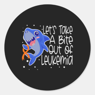 Leukaemia Cancer Awareness Orange Ribbon Shark Chi Classic Round Sticker