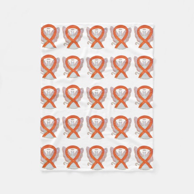 Leukaemia Cancer Awareness Ribbon Fleece Blankets (Front)