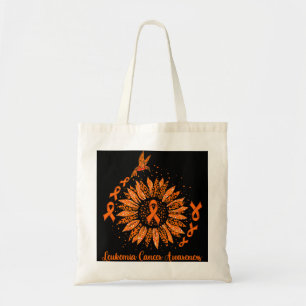 Leukaemia Cancer Awareness Shirt Orange Sunflower  Tote Bag