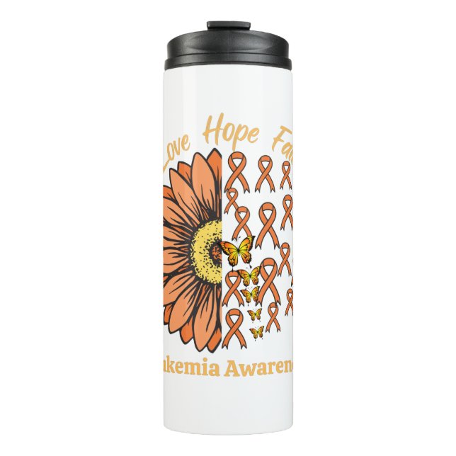 Leukaemia Cancer Awareness Sunflower Thermal Tumbler (Front)