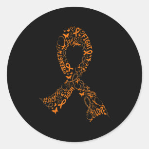 Leukaemia Cancer Fight Warrior Orange Ribbon Aware Classic Round Sticker
