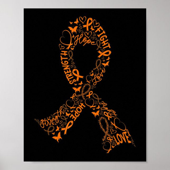 Leukaemia Cancer Fight Warrior Orange Ribbon Aware Poster (Front)