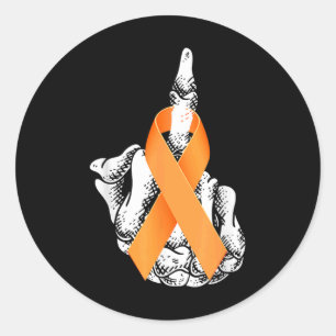 Leukaemia Cancer Middle Finger Leukaemia Awareness Classic Round Sticker
