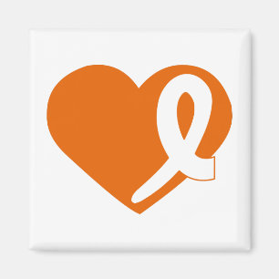 Leukaemia Cancer Orange Heart ribbon square magnet