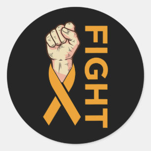 Leukaemia Cancer Orange Ribbon Awareness Support Classic Round Sticker