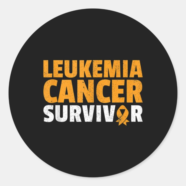Leukaemia Cancer Survivor Orange Ribbon Awareness  Classic Round Sticker (Front)