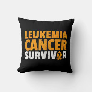 Leukaemia Cancer Survivor Orange Ribbon Awareness  Cushion
