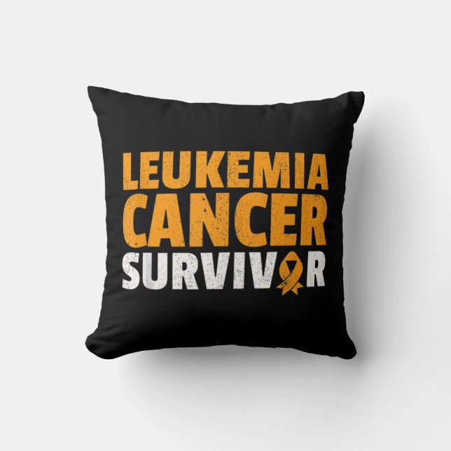 Leukaemia Cancer Survivor Orange Ribbon Awareness  Cushion (Front)