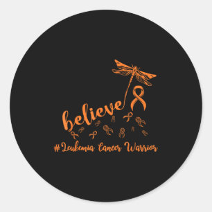 Leukaemia Cancer Warrior Dragonfly Believe Hope  Classic Round Sticker