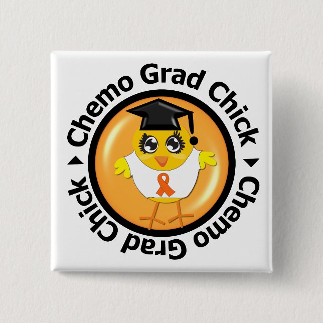 Leukaemia Chemo Grad Chick 15 Cm Square Badge (Front)