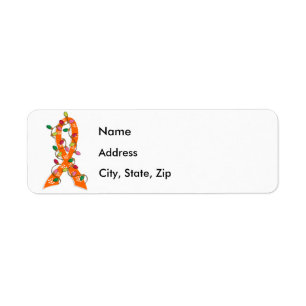 Leukaemia Christmas Lights Ribbon Return Address Label